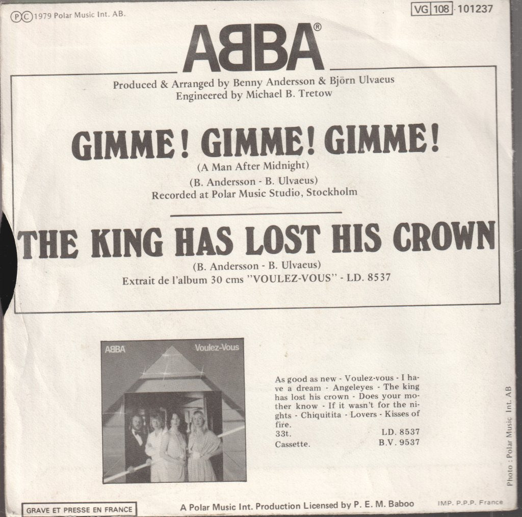 ABBA - Gimme! Gimme! Gimme! (A Man After Midnight) - 7 Inch