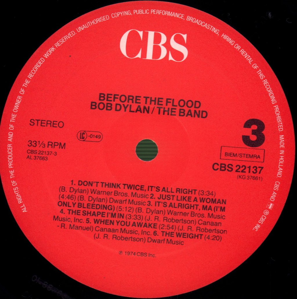 Bob Dylan and The Band - Before The Flood - Double Lp