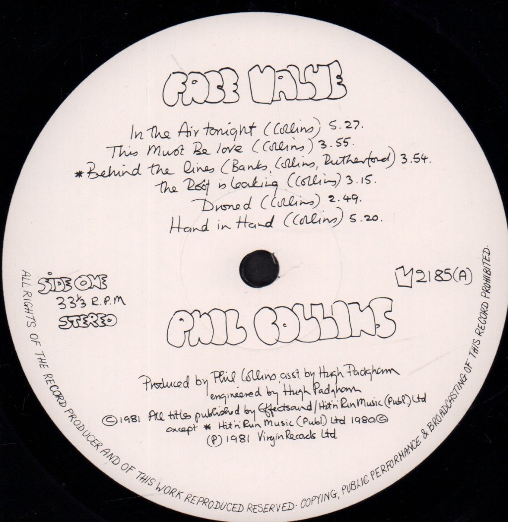 Phil Collins - Face Value - Lp