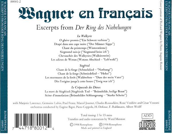 Various Artists - Wagner En Français - Excerpts From Der Ring Des Nibelungen - Cd