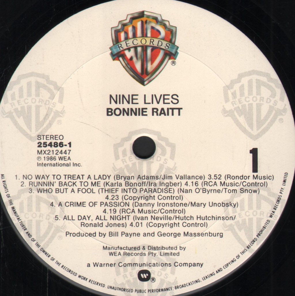 Bonnie Raitt - Nine Lives - Lp