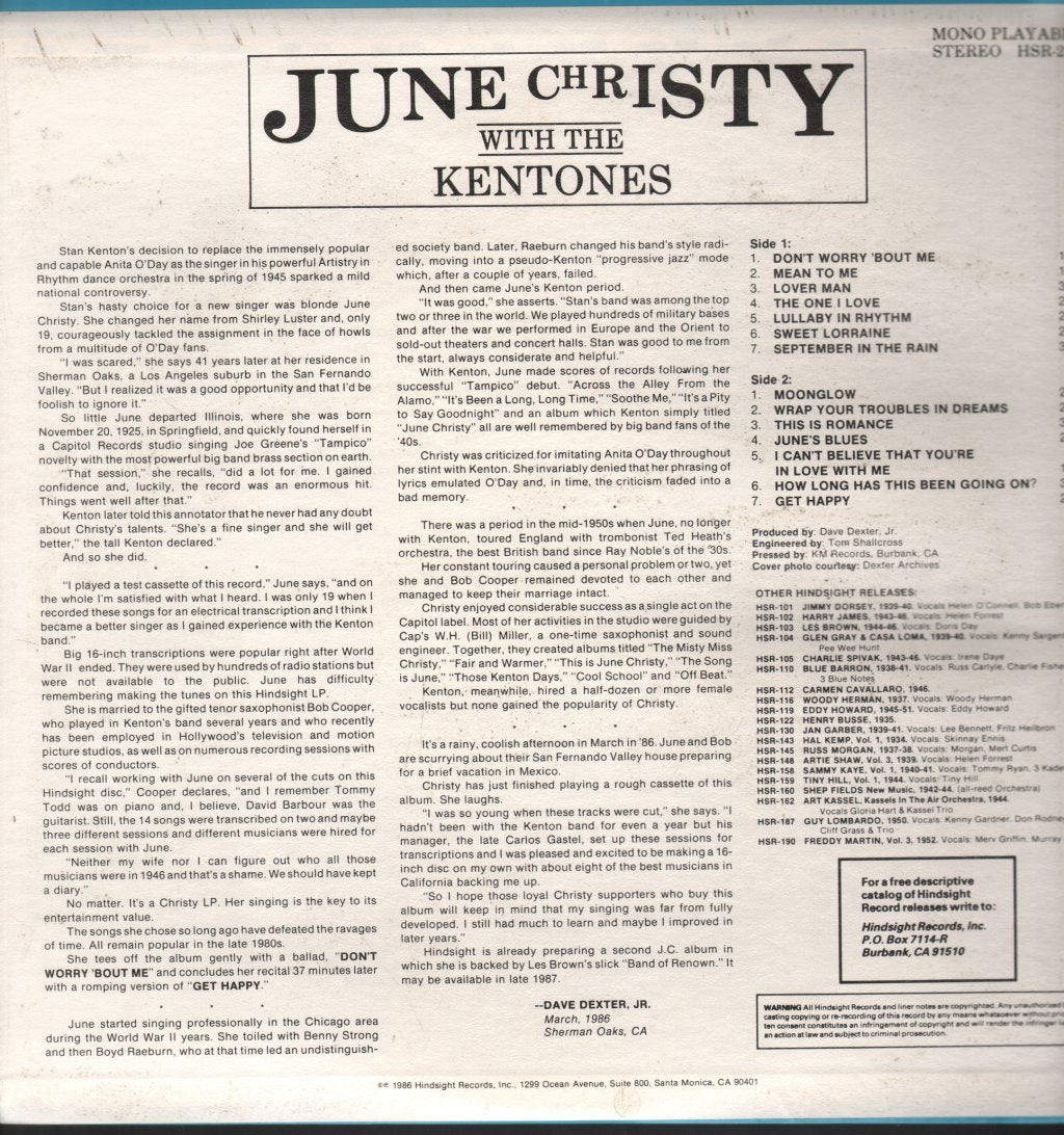 June Christy - Uncollected - Lp