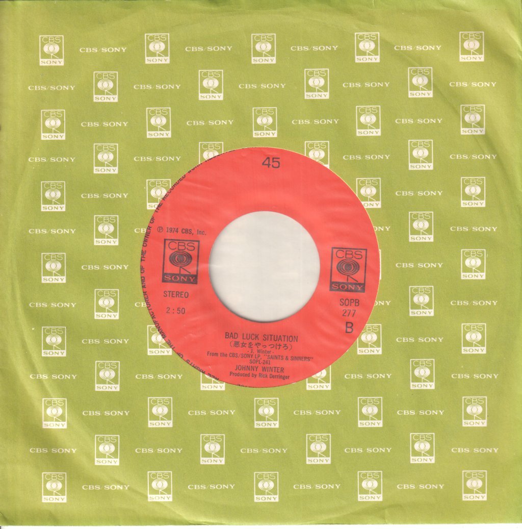 Johnny Winter - Boney Moroney / Bad Luck Situation - 7 Inch