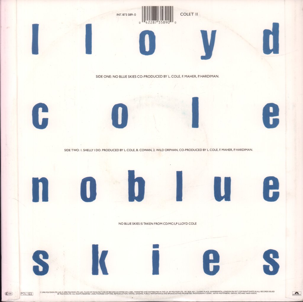 Lloyd Cole - No Blue Skies - 10 Inch