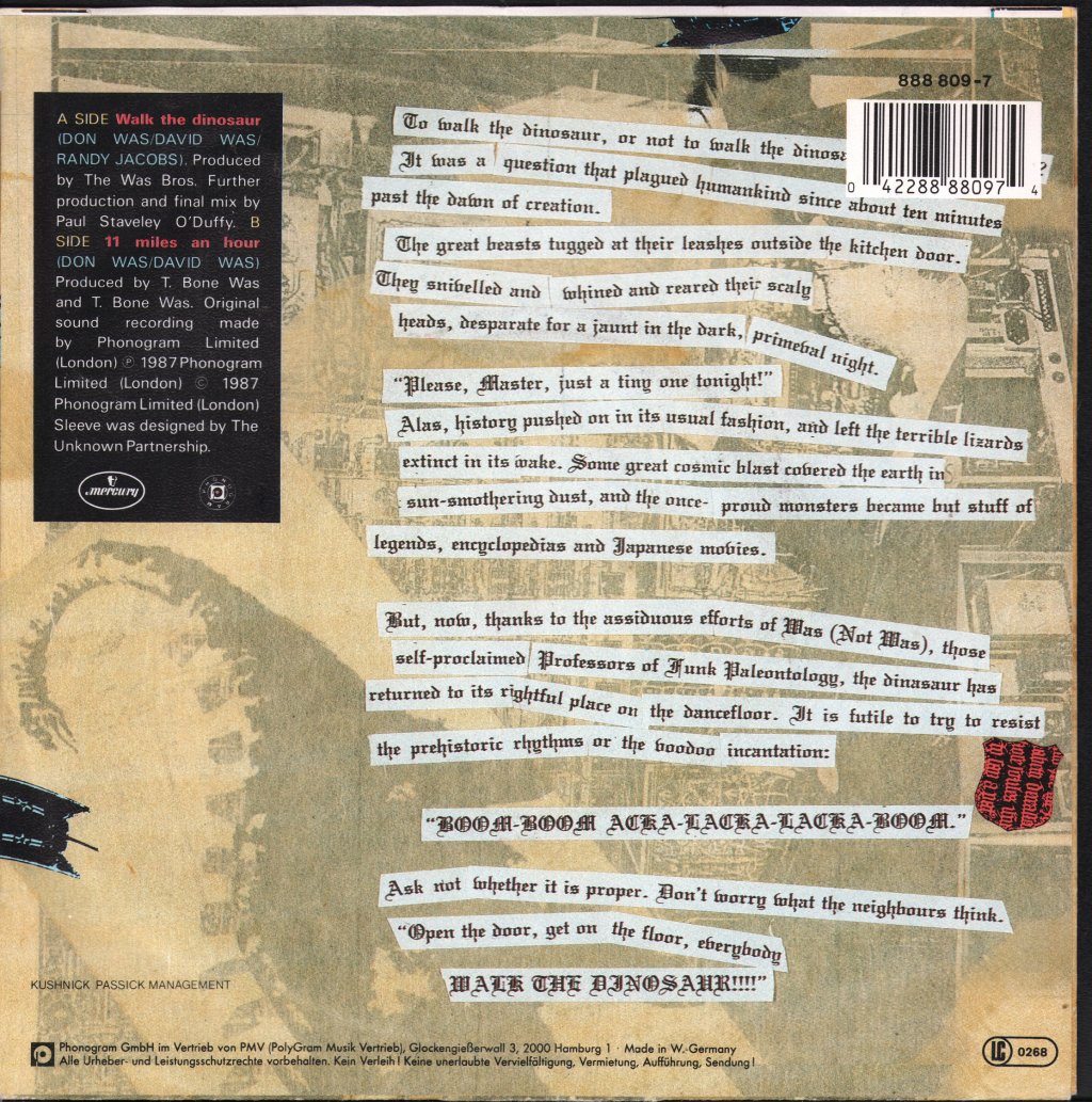 Was Not Was - Walk The Dinosaur - 7 Inch