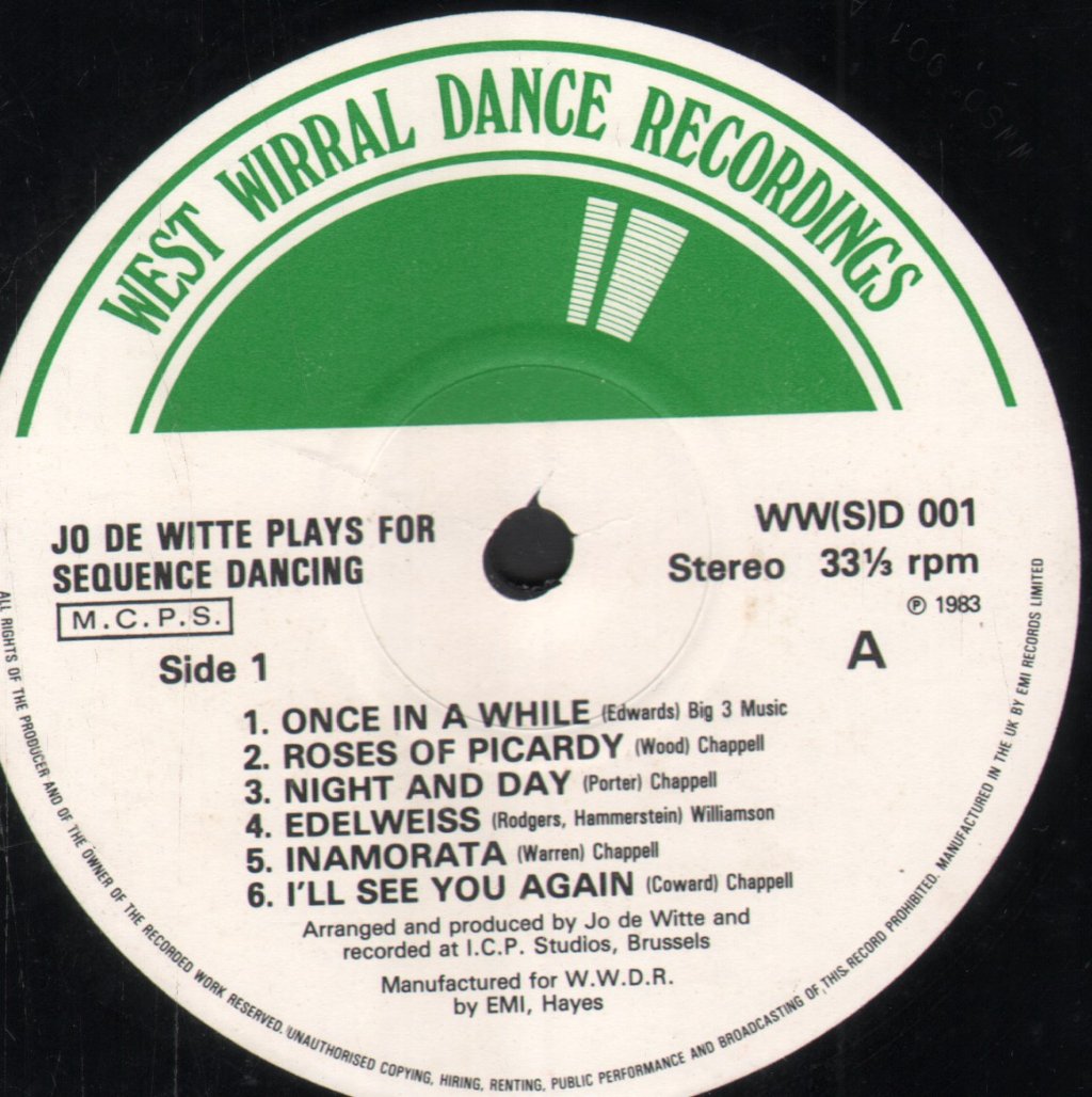 Jo De Witte - Plays For Sequence Dancing - Lp