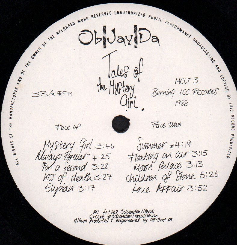 Objayda - Tales Of The Mystery Girl - Lp
