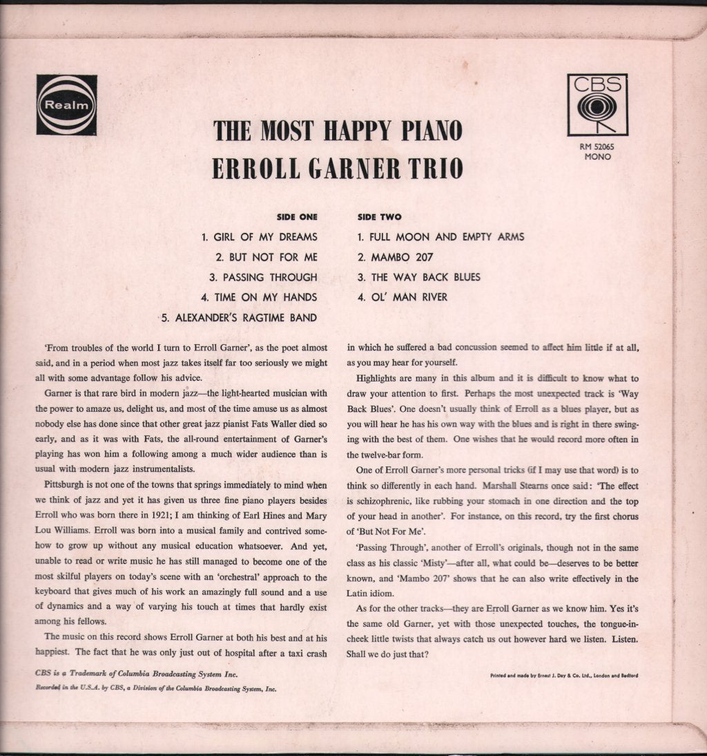 Erroll Garner - Most Happy Piano - Lp