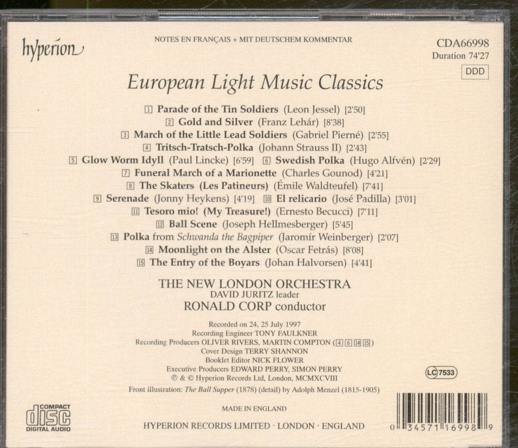 New London Orchestra, Ronald Corp - European Light Music Classics - Cd