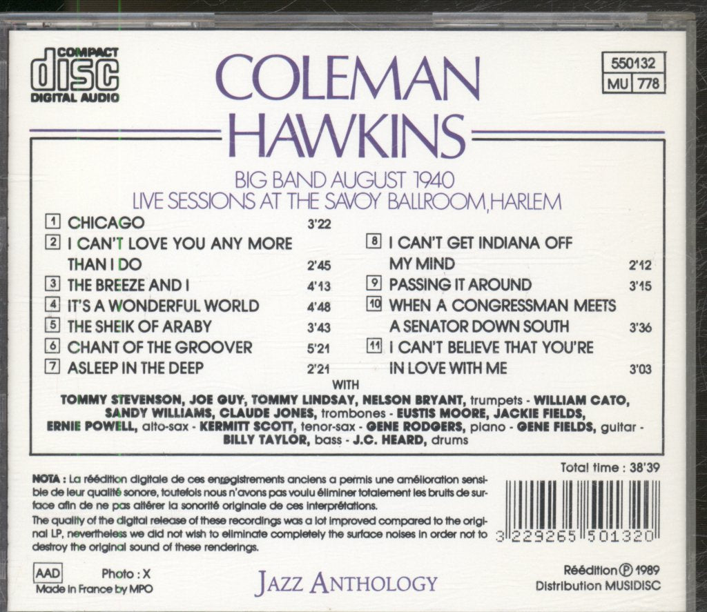 Coleman Hawkins Big Band - Big Band 1940 - Cd