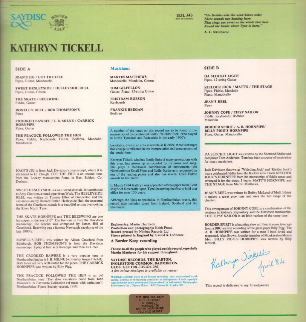 Kathryn Tickell - On Kielder Side - Lp