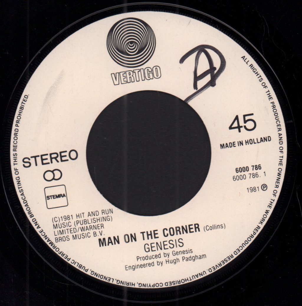 Genesis - Man On The Corner - 7 Inch
