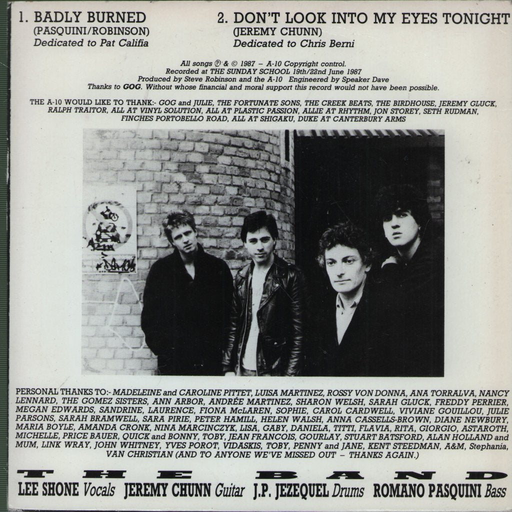 A-10 - Badly Burned / Don't Look Into My Eyes Tonight - 7 Inch