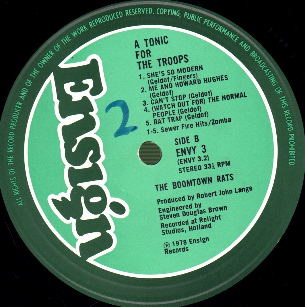 Boomtown Rats - A Tonic For The Troops - Lp