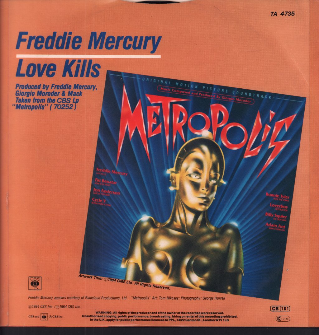 Freddie Mercury - Love Kills - 12 Inch