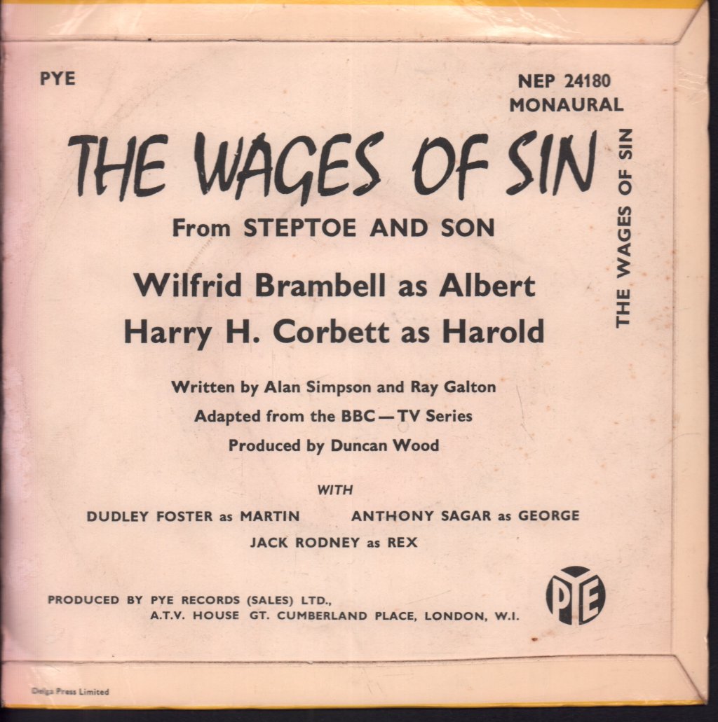 Steptoe And Son - Wages Of Sin - 7 Inch