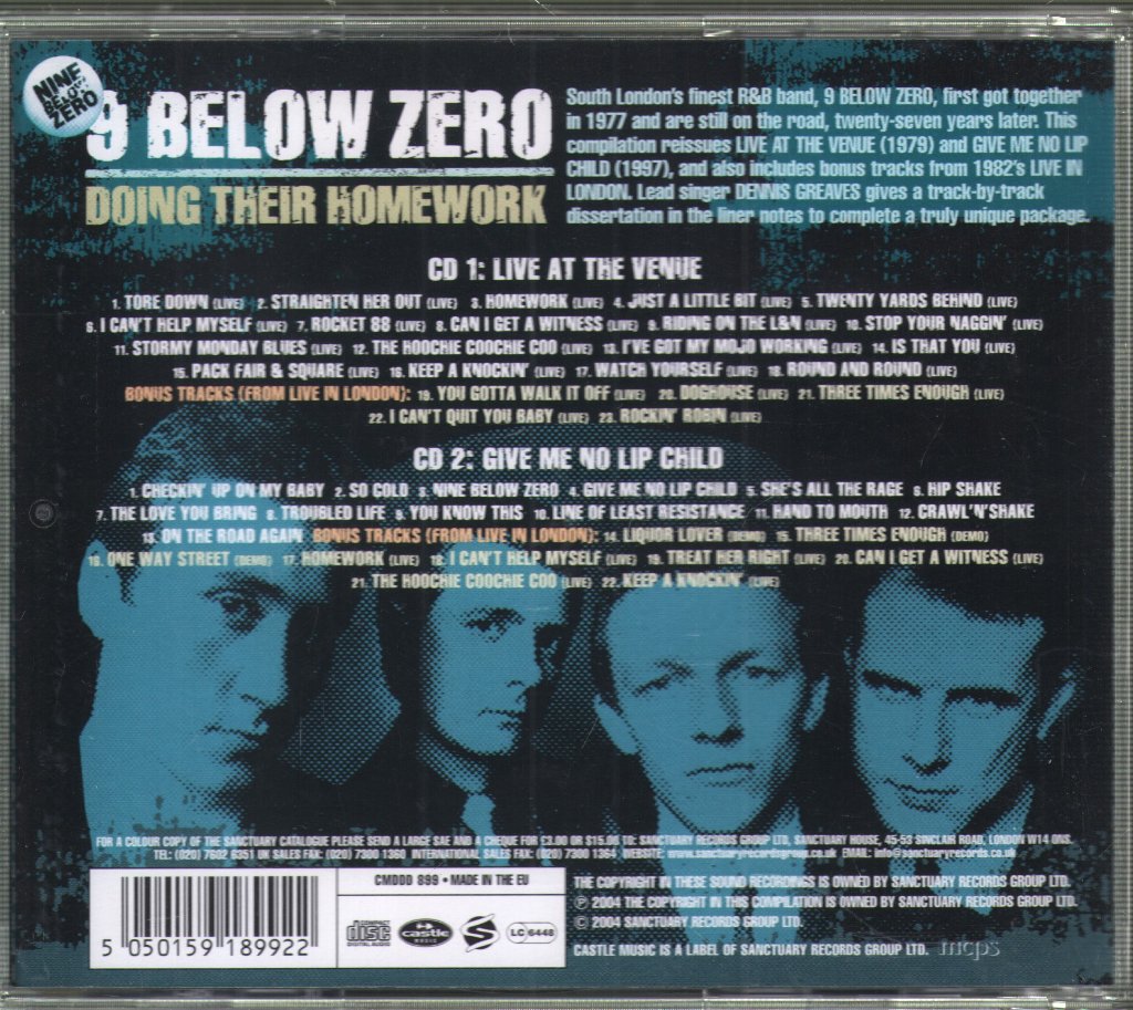Nine Below Zero - Doing Their Homework - Double Cd
