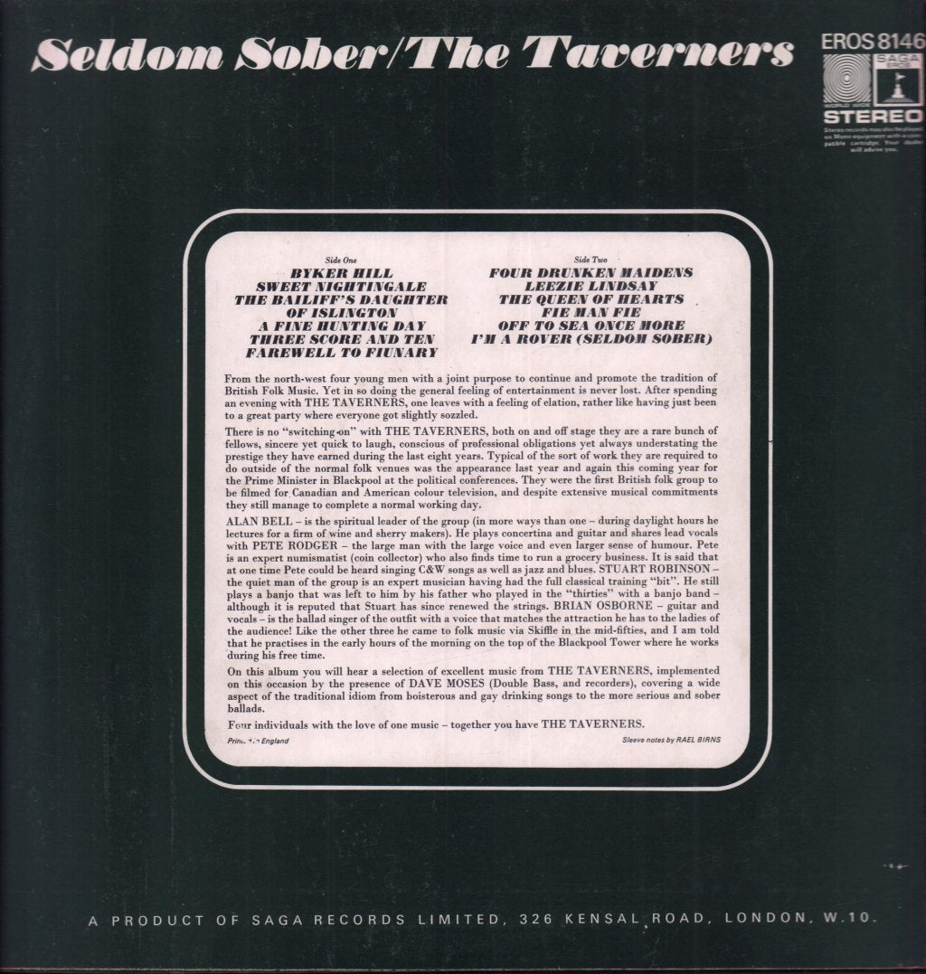 Taverners - Seldom Sober - Lp