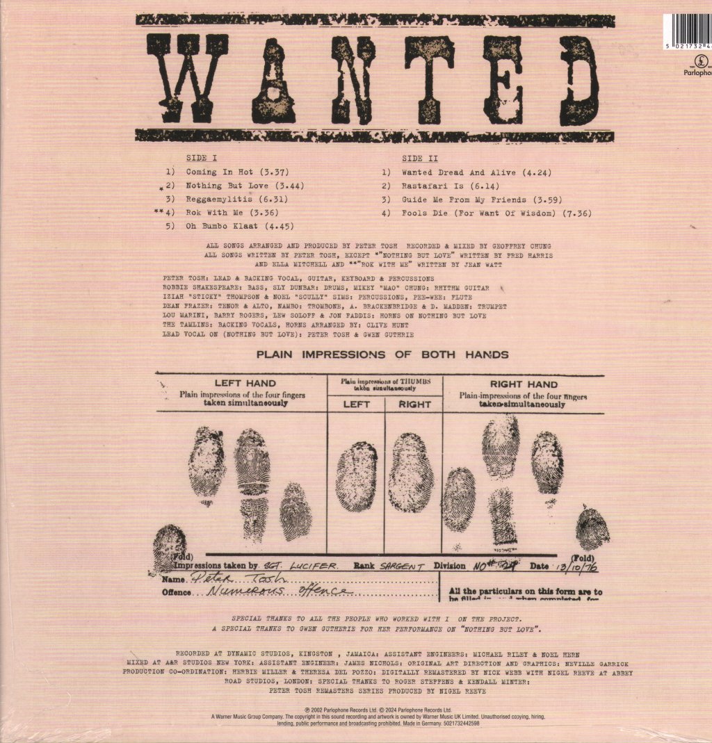 Peter Tosh - Wanted Dread & Alive - Lp