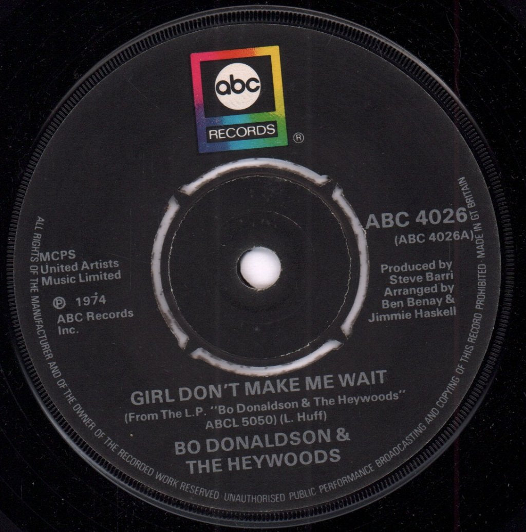 Bo Donaldson And The Heywoods - Girl Don't Make Me Wait - 7 Inch