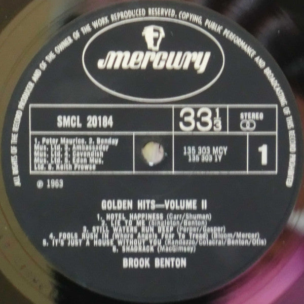 Brook Benton - Golden Hits Volume 2 - Lp