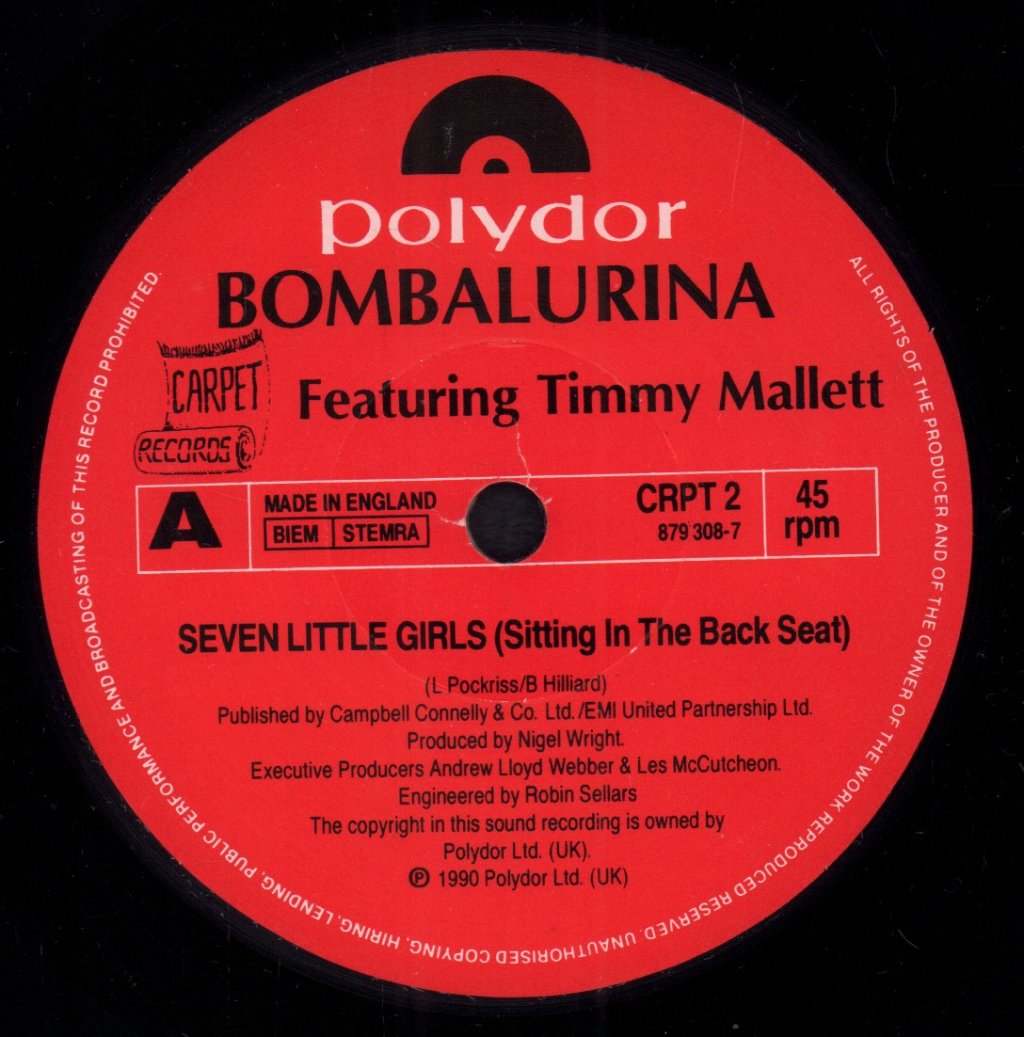 Bombalurina Featuring Timmy Mallett - Seven Little Girls Sitting In The Back Street - 7 Inch