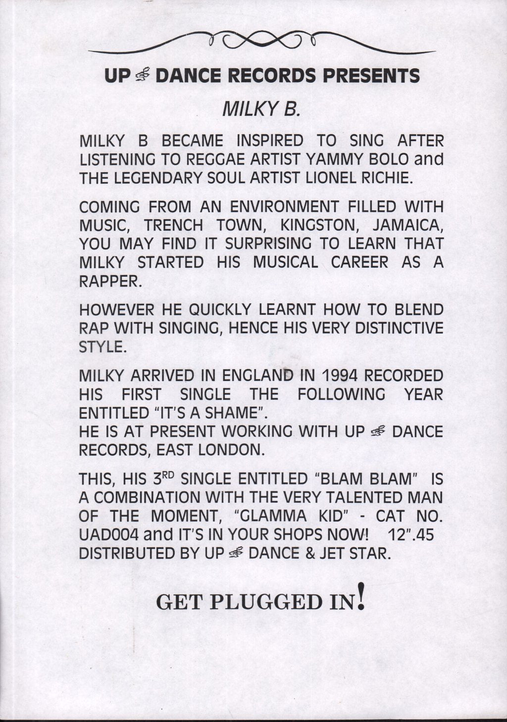 Milky B Featuring Glamma Kid - Blam Blam - 12 Inch