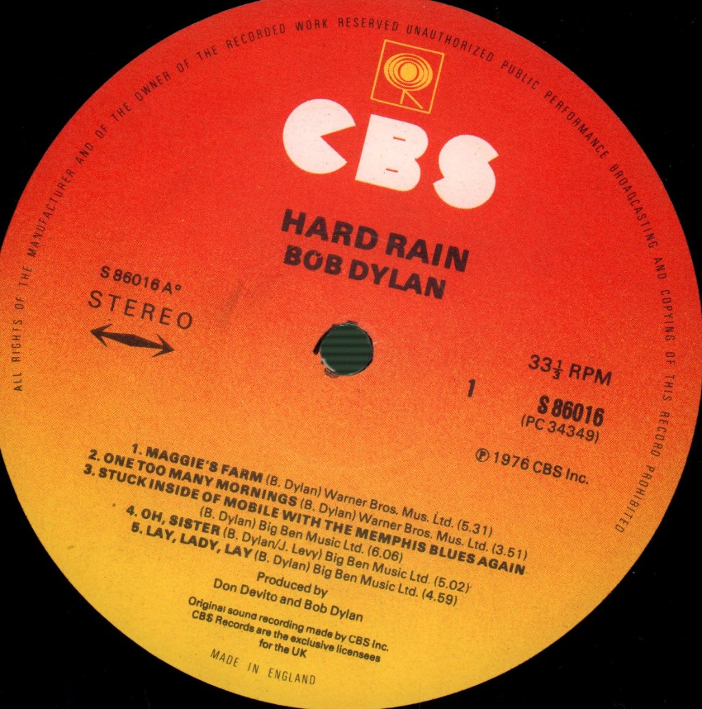 Bob Dylan - Hard Rain - Lp