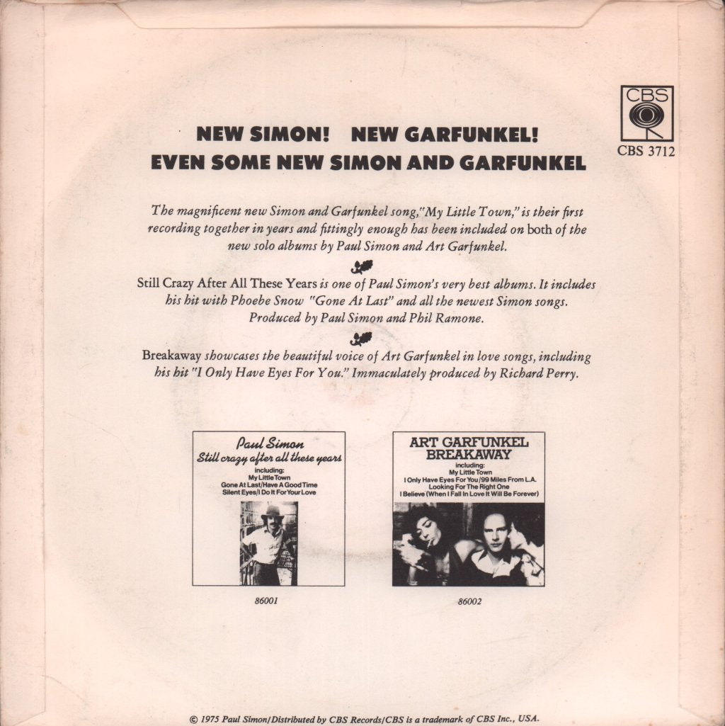 Simon And Garfunkel - My Little Town - 7 Inch