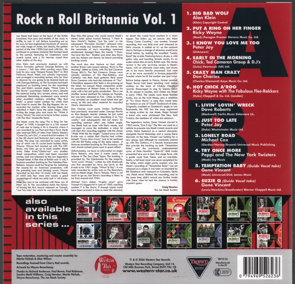 Various Artists - Rock N Roll Britannia Vol. 1 Joe Meek's Tea Chest Tapes - 10 Inch