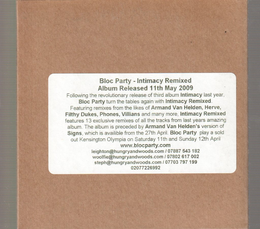 Bloc Party - Intimacy Remixed - Cd