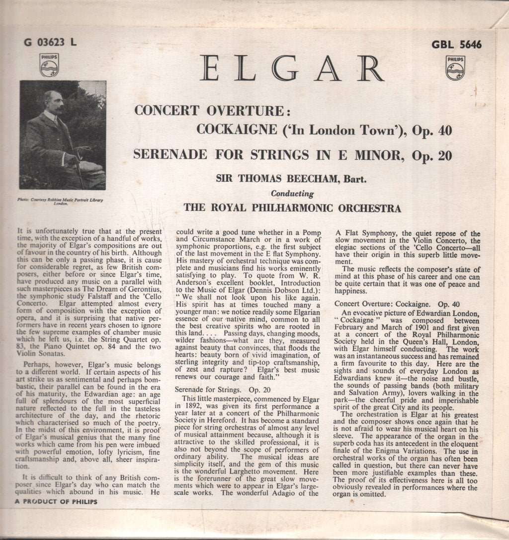 Sir Thomas Beecham - "Cockaigne" Overture / Serenade for Strings - Lp