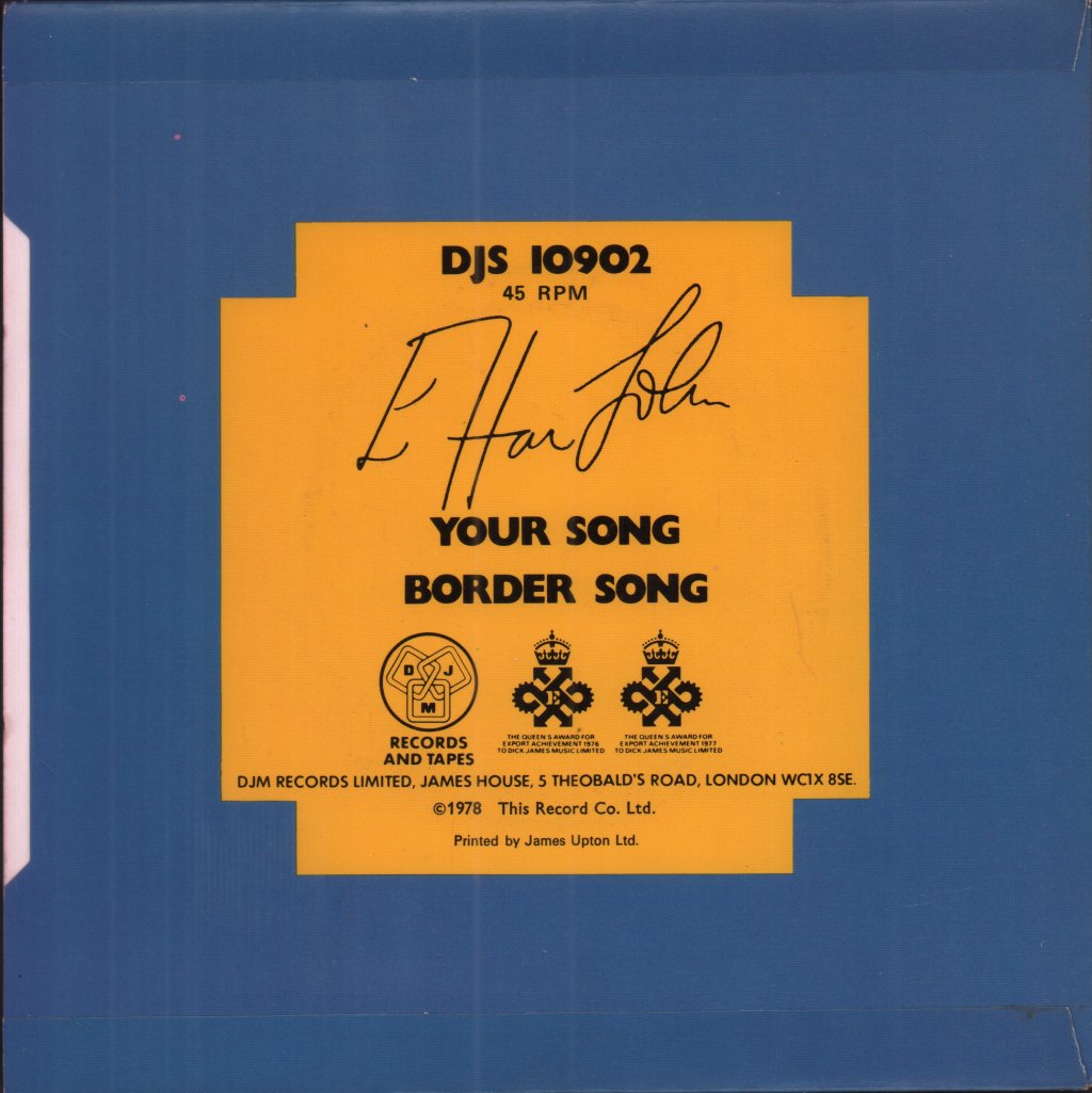 Elton John - Your Song/Border Song - 7 Inch