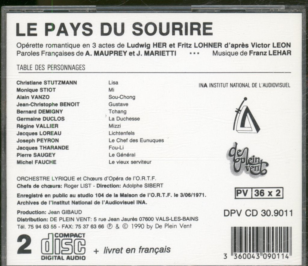 Orchestre Lyrique, Adolphe Sibert - Lehar - Le Pays Du Sourire - Double Cd