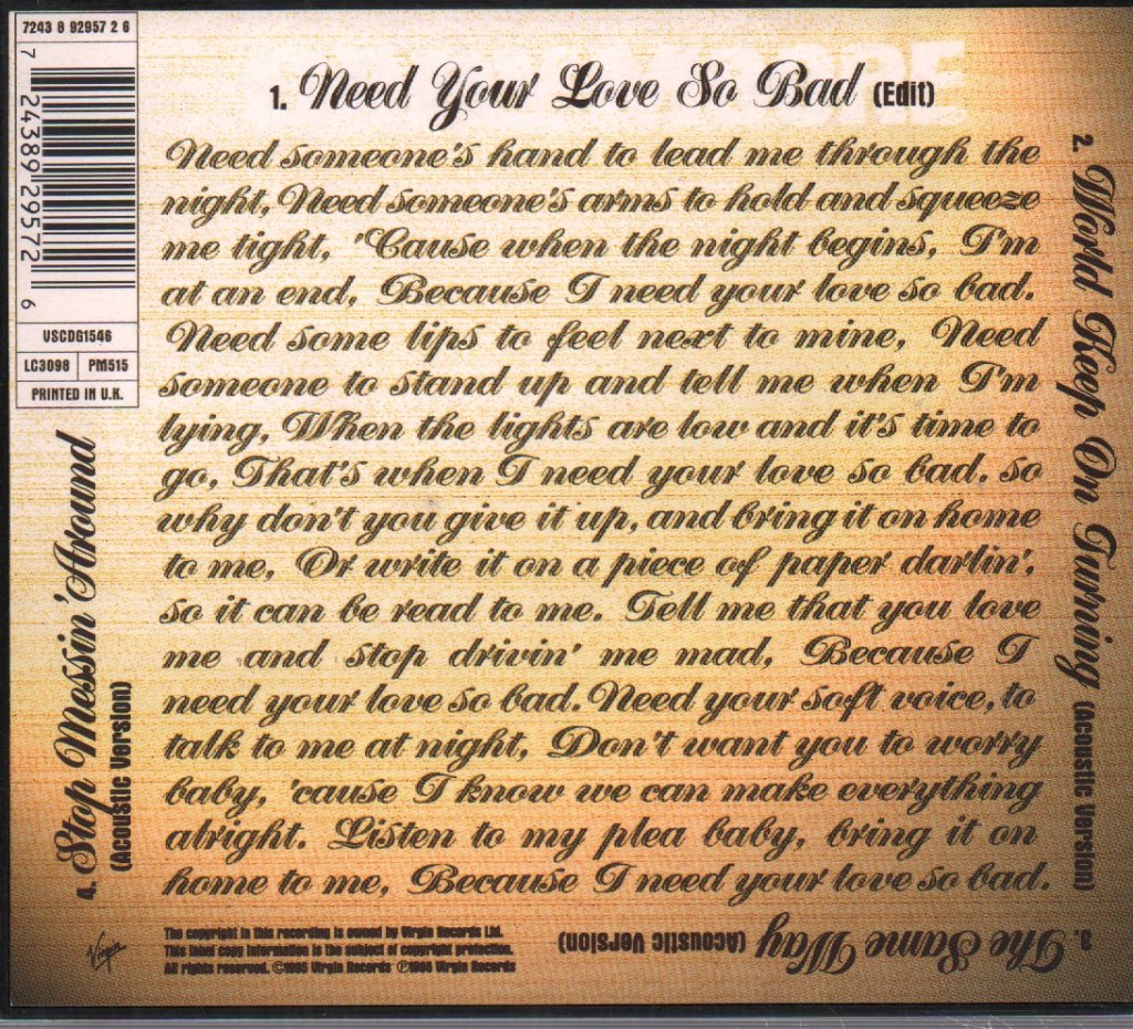 Gary Moore - Need Your Love So Bad - Cd