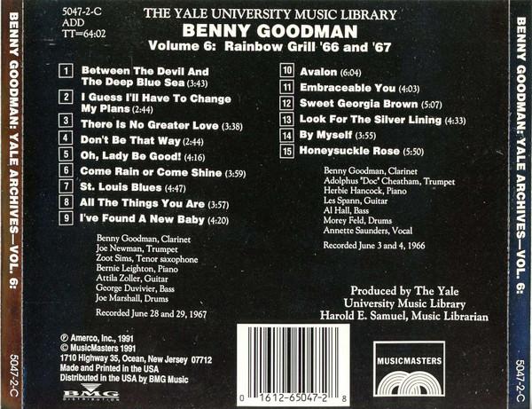Benny Goodman - Yale University Music Library Benny Goodman Live At The Rainbow Grill Volume 6 - Cd
