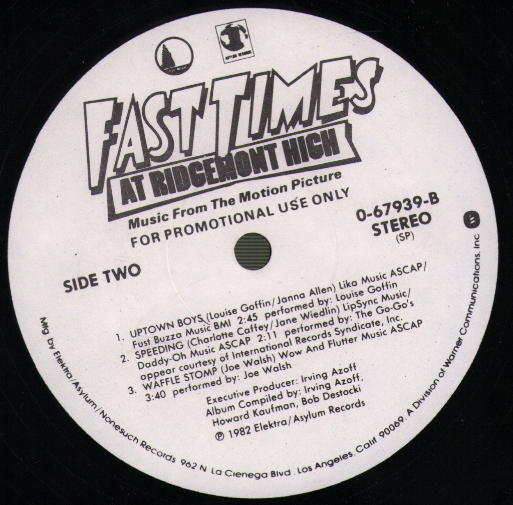 Various Artists - Fast Times At Ridgemont High • Music From The Motion Picture - Lp
