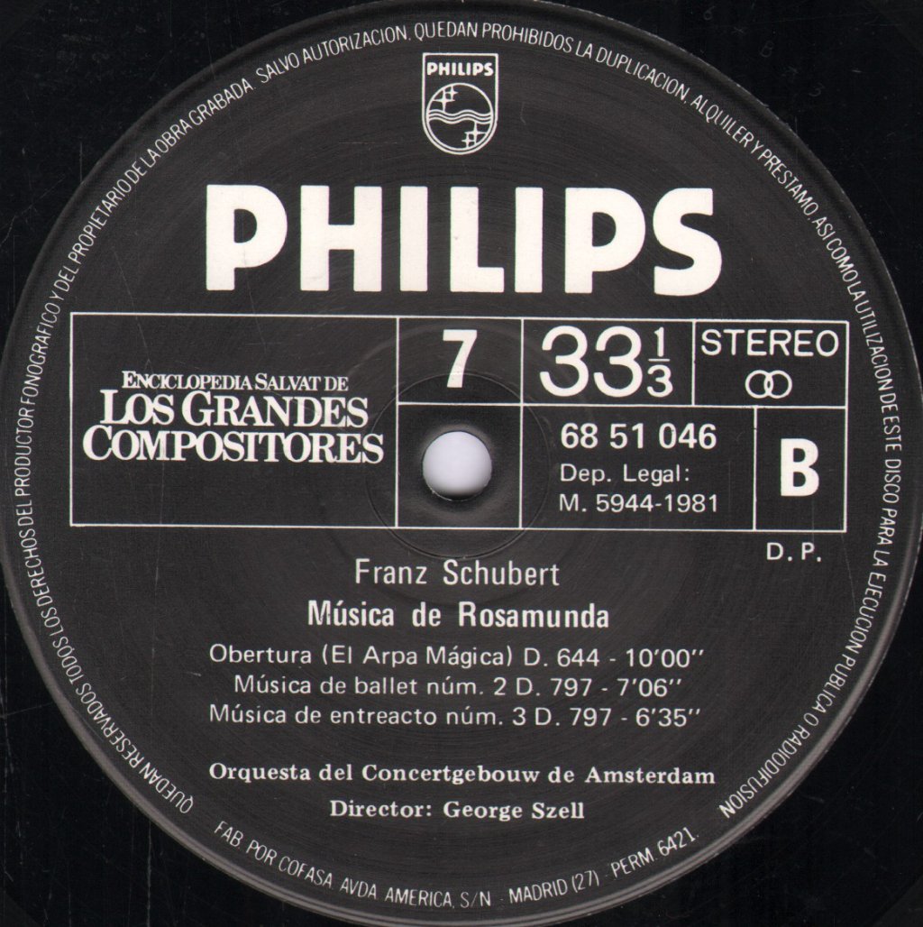 Pierre Monteux / George Szell / Orwuesta Del Concertgebouw De Amsterdam - Franz Schubert - Sinfonia No. 8 En Si Menor, D. 759 "Incompleta" / Rosamunda, D. 644 Y D. 797 - Lp