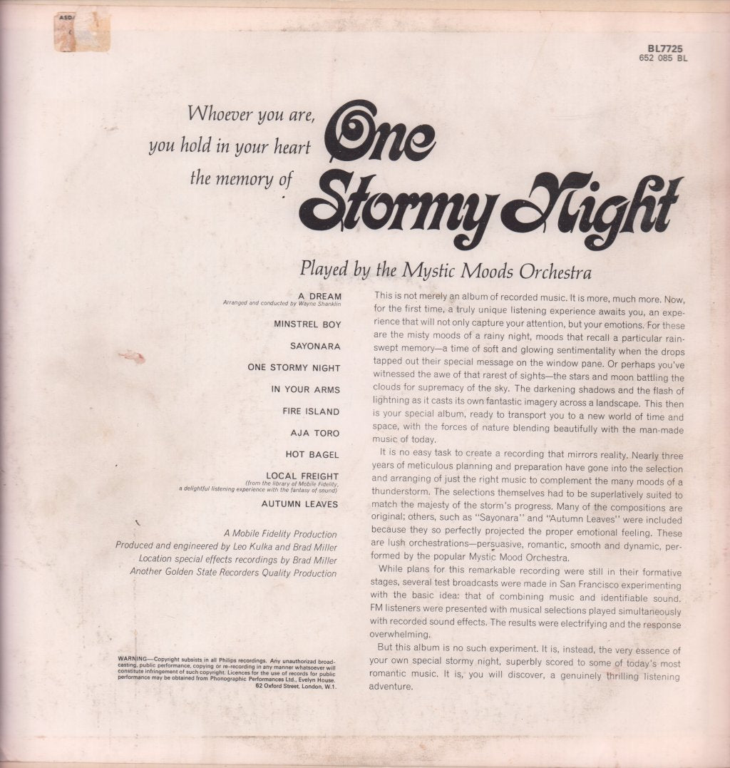 Mystic Moods Orchestra - One Stormy Night - Lp