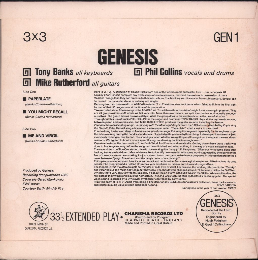 Genesis - Paperlate - 7 Inch