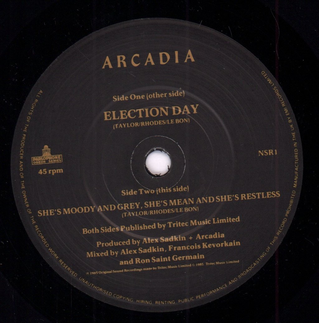 Arcadia (80'S Pop) - Election Day - 7 Inch