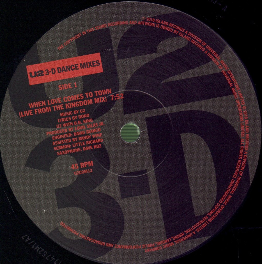 U2 - 3-D Dance Mixes - 12 Inch