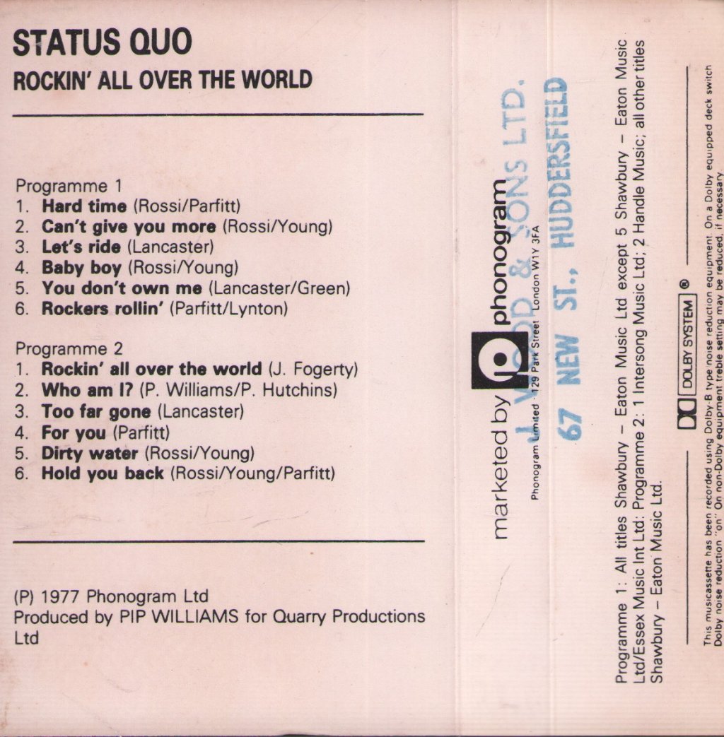 Status Quo - Rockin' All Over The World - Cassette