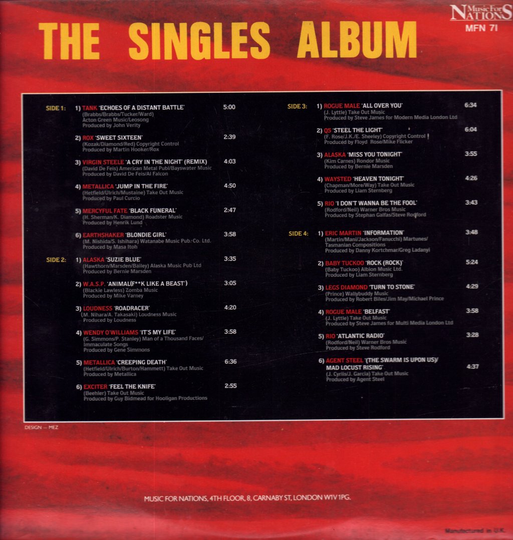 Music For Nations - Singles Album - Double Lp