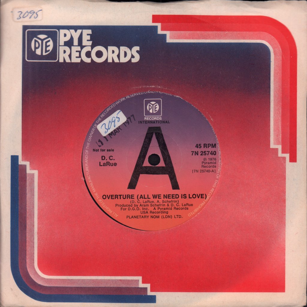 D.C. Larue - Overture All We Need Is Love - 7 Inch