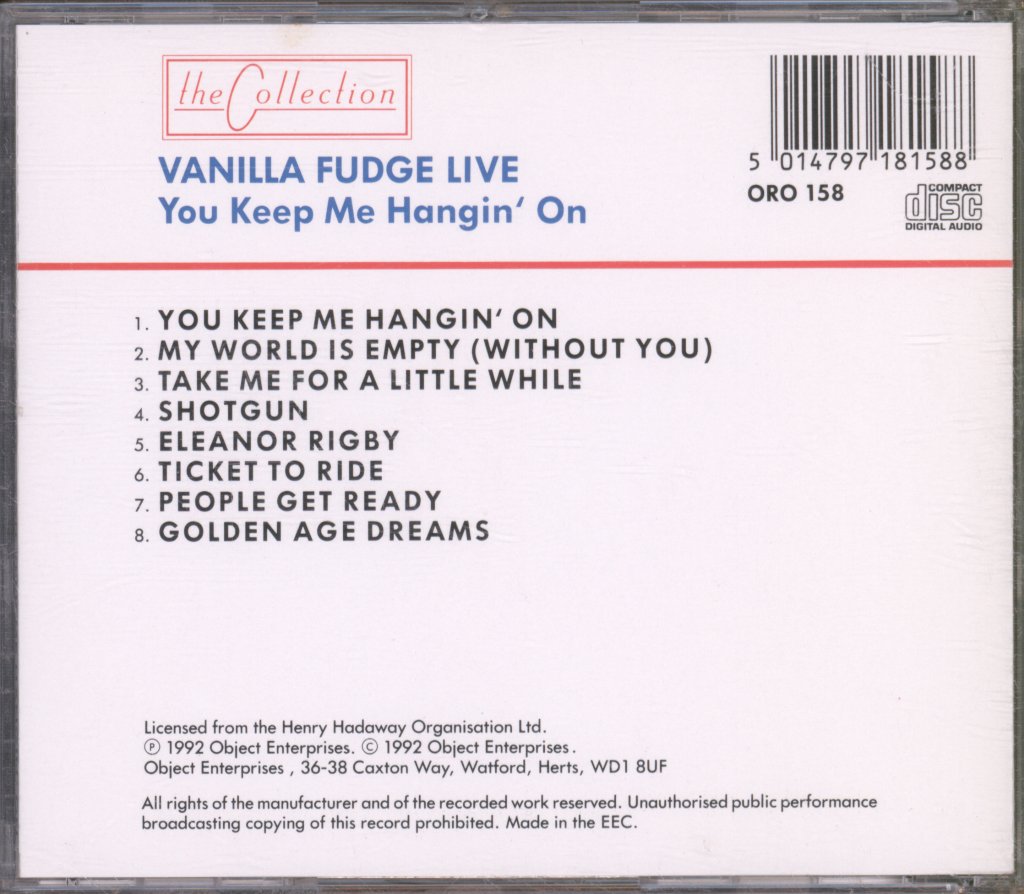 Vanilla Fudge - Live (You Keep Me Hangin' On) - Cd
