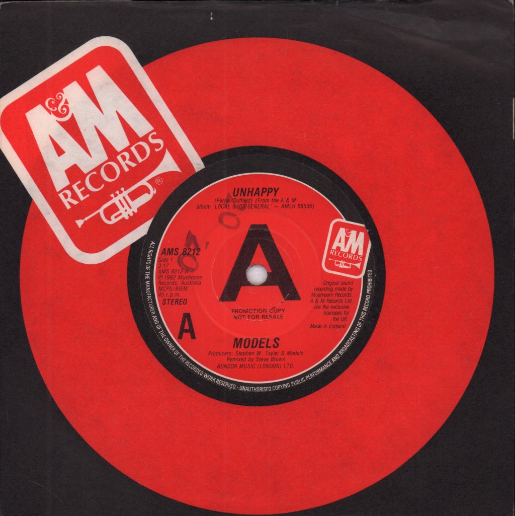Models (80'S Group) - Unhappy - 7 Inch