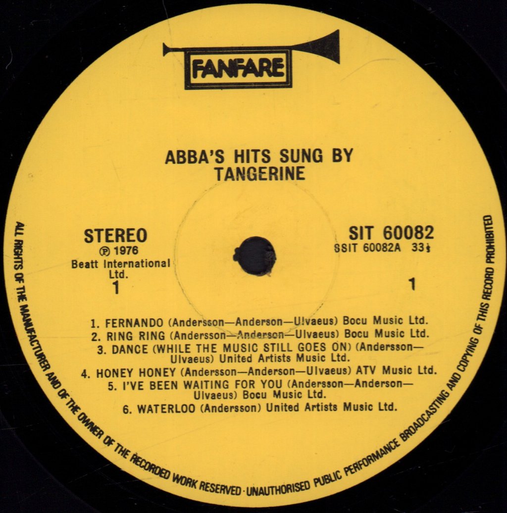 Tangerine - ABBA's Hits Sung By - Lp