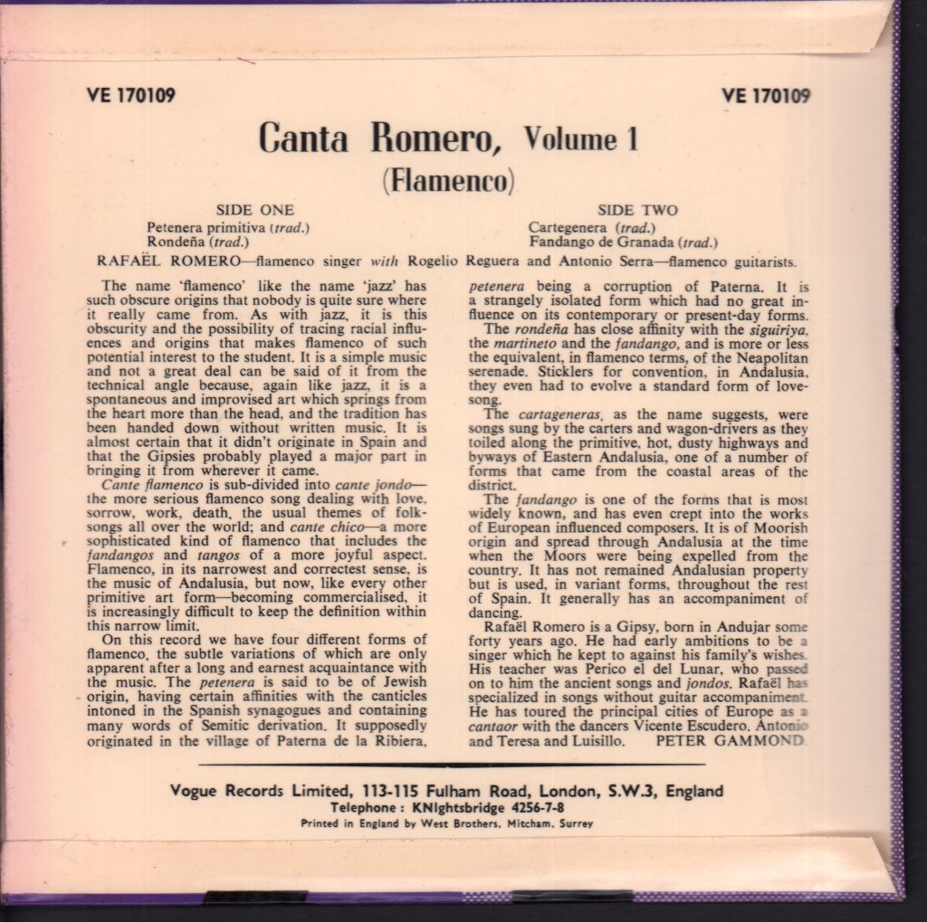 Rafael Romero - Canta Romero. Vol. 1 - 7 Inch