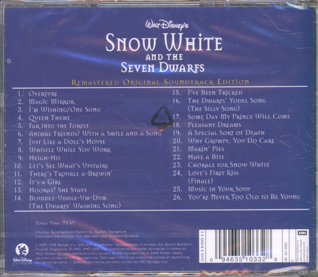 Various Artists - Snow White And The Seven Dwarfs (Original Soundtrack) - Cd